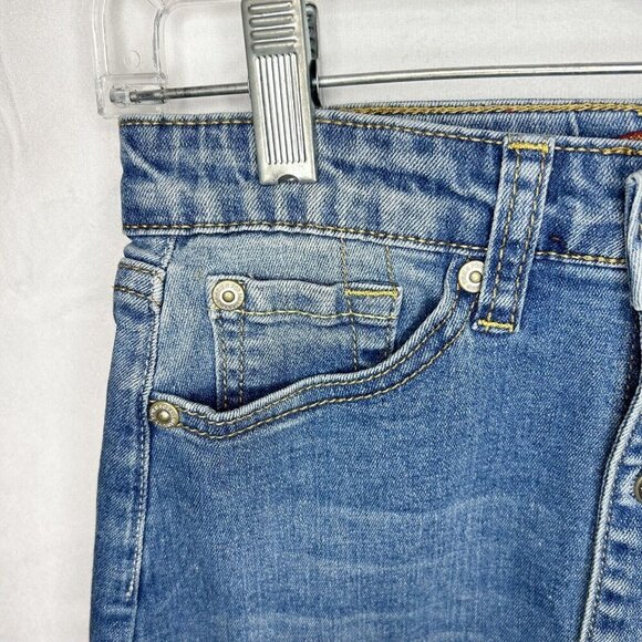 7 FOR ALL MANKIND Girls Sz 8 Jean Denim Skirt NWT Adjustable Button Up - Picture 3 of 8